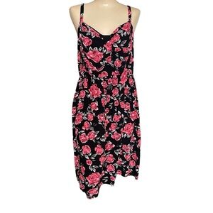 Torrid Plus Size 3 Floral Black and Pink Summer Dress